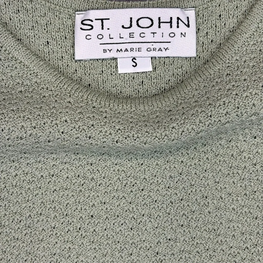 St John Knit 3pc Suit Set Jacket Skirt‎ Top Womens Size 6 Sage Green Vintage